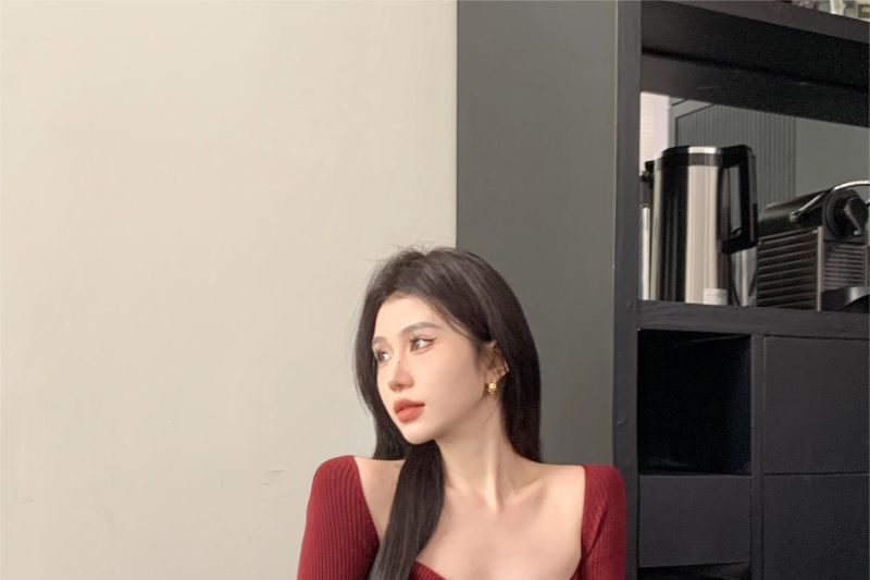 Long-Sleeve Plain Mini Bodycon Dress