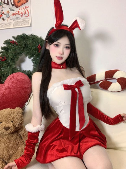 Christmas Bunny Girl Lingerie Costume Set