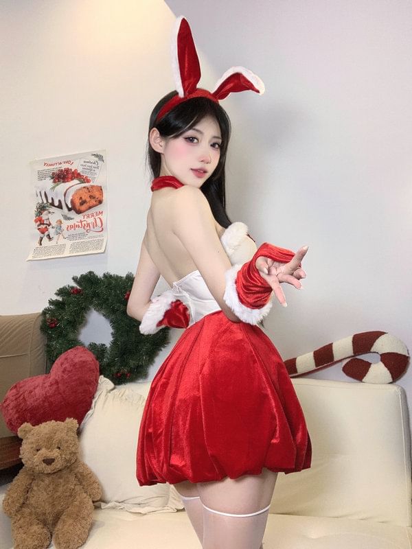 Christmas Bunny Girl Lingerie Costume Set