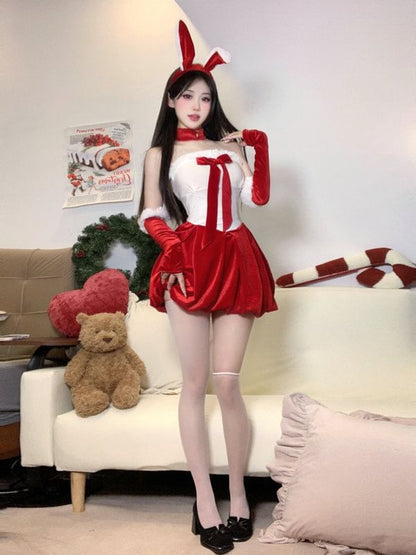 Christmas Bunny Girl Lingerie Costume Set