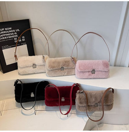 Flap Faux Fur Shoulder Bag