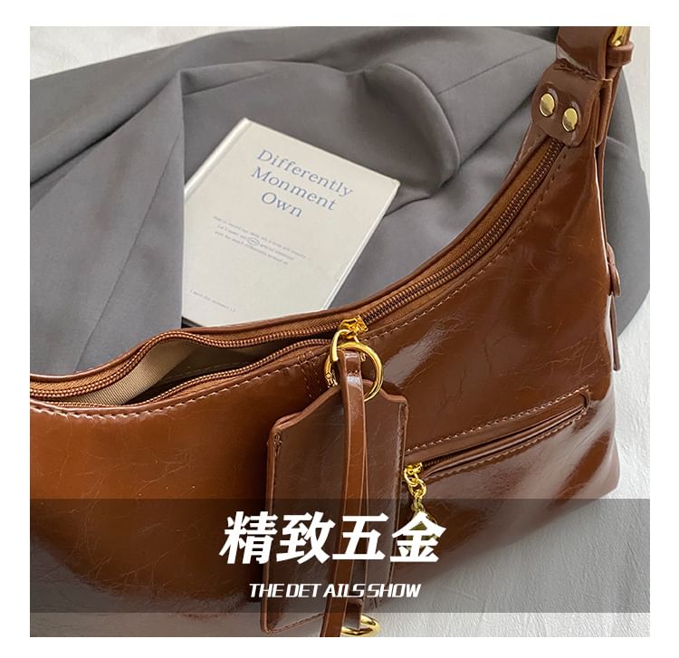 Zip Patent Leather Shoulder Bag
