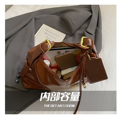 Zip Patent Leather Shoulder Bag
