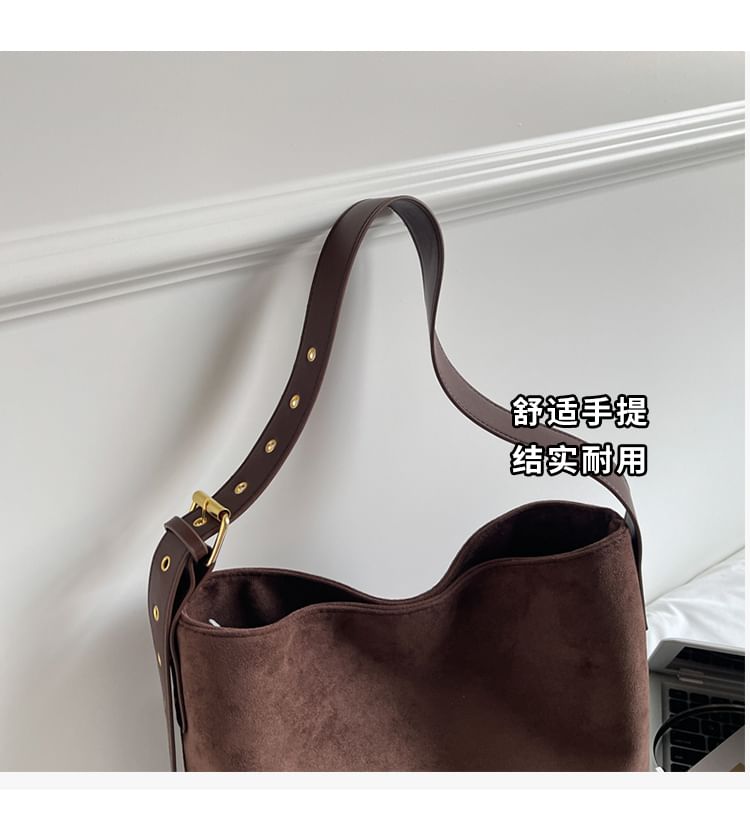 Panel Faux Suede Shoulder Bag