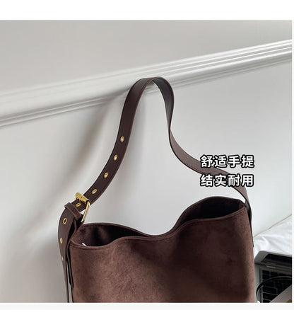 Panel Faux Suede Shoulder Bag