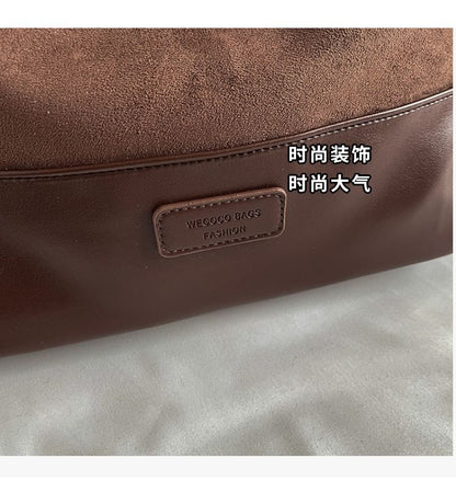 Panel Faux Suede Shoulder Bag