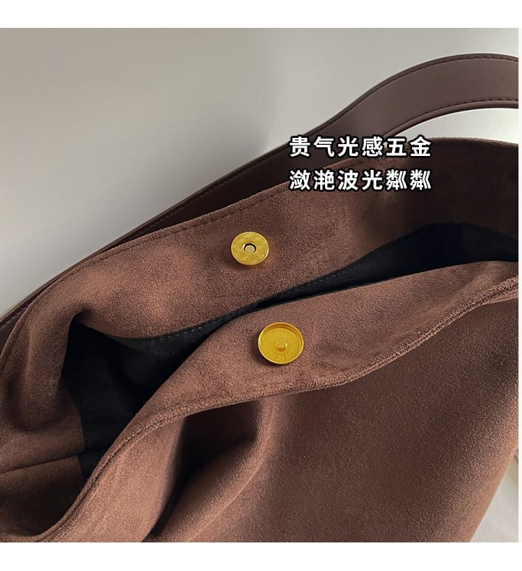 Panel Faux Suede Shoulder Bag