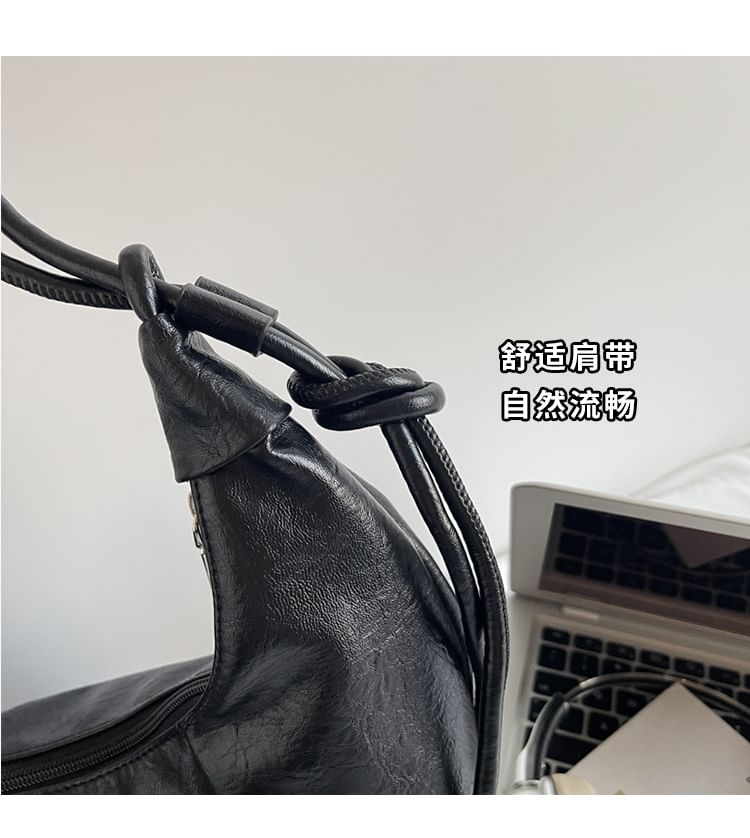 Panel Faux Leather Shoulder Bag