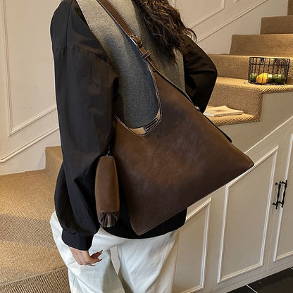 Set: Faux Suede Shoulder Bag + Pouch