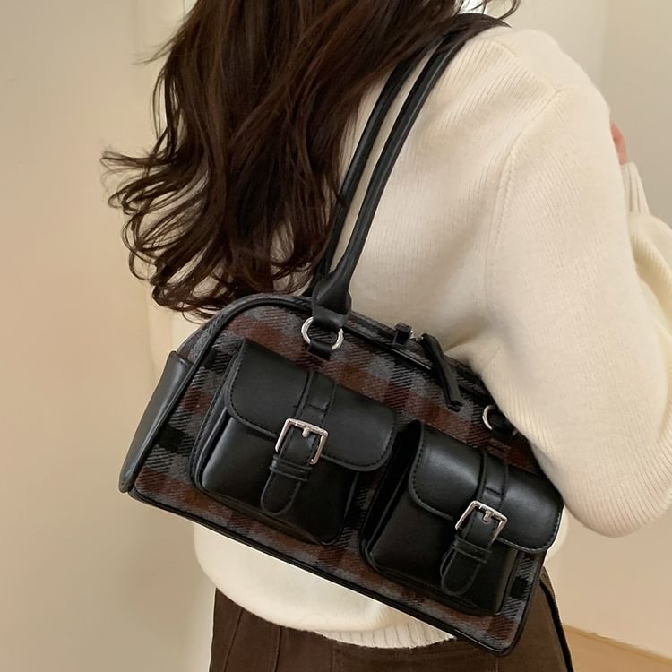 Plaid Fabric Shoulder Bag