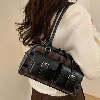 Plaid Fabric Shoulder Bag