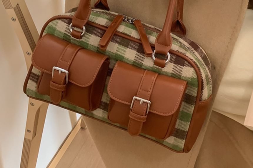 Plaid Fabric Shoulder Bag