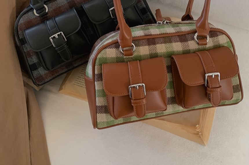 Plaid Fabric Shoulder Bag