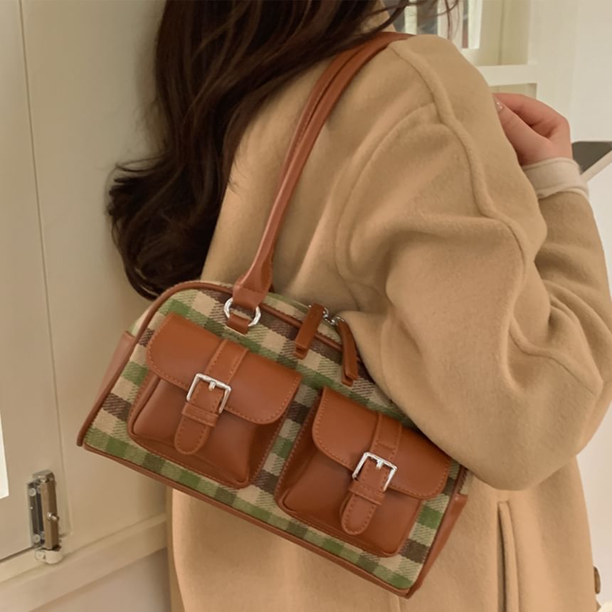 Plaid Fabric Shoulder Bag