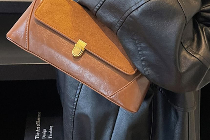 Plain Faux Leather Flap Shoulder Bag