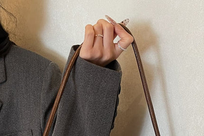Plain Faux Leather Flap Shoulder Bag