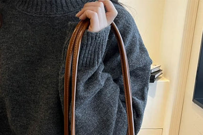 Faux Suede Flap Tote Bag