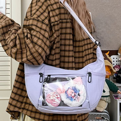 PVC Panel Plain Zip Shoulder Bag