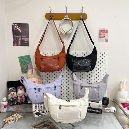 PVC Panel Plain Zip Shoulder Bag