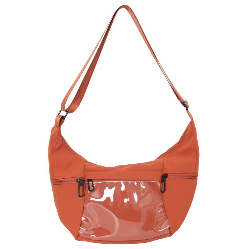 PVC Panel Plain Zip Shoulder Bag