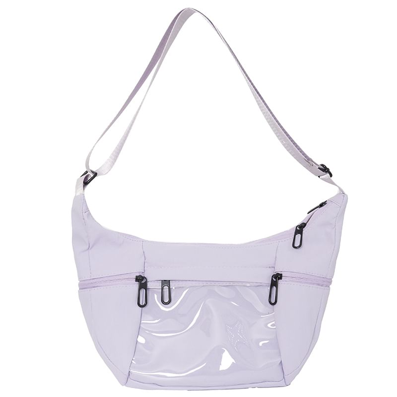 PVC Panel Plain Zip Shoulder Bag