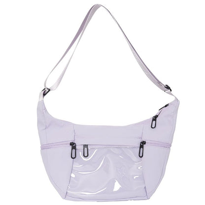 PVC Panel Plain Zip Shoulder Bag