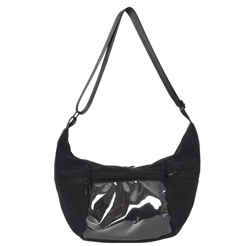 PVC Panel Plain Zip Shoulder Bag