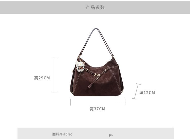 Faux Leather Clasped Shoulder Bag