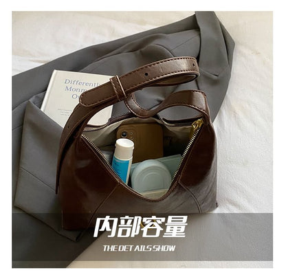 Faux Leather Buckled Strap Shoulder Bag