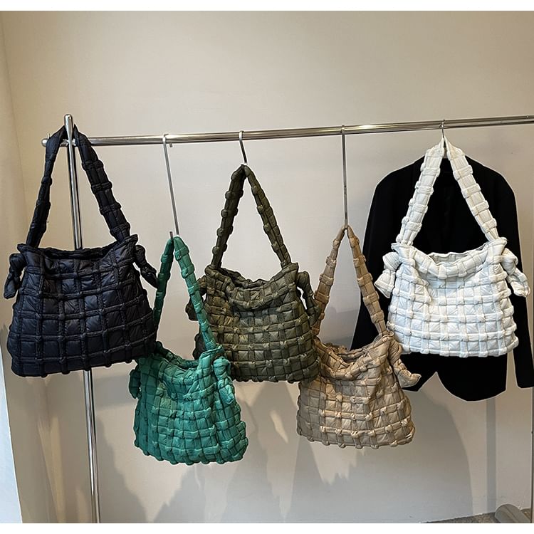 Woven Plain Shoulder Bag