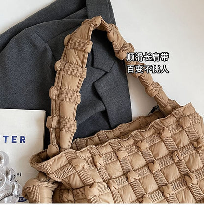 Woven Plain Shoulder Bag