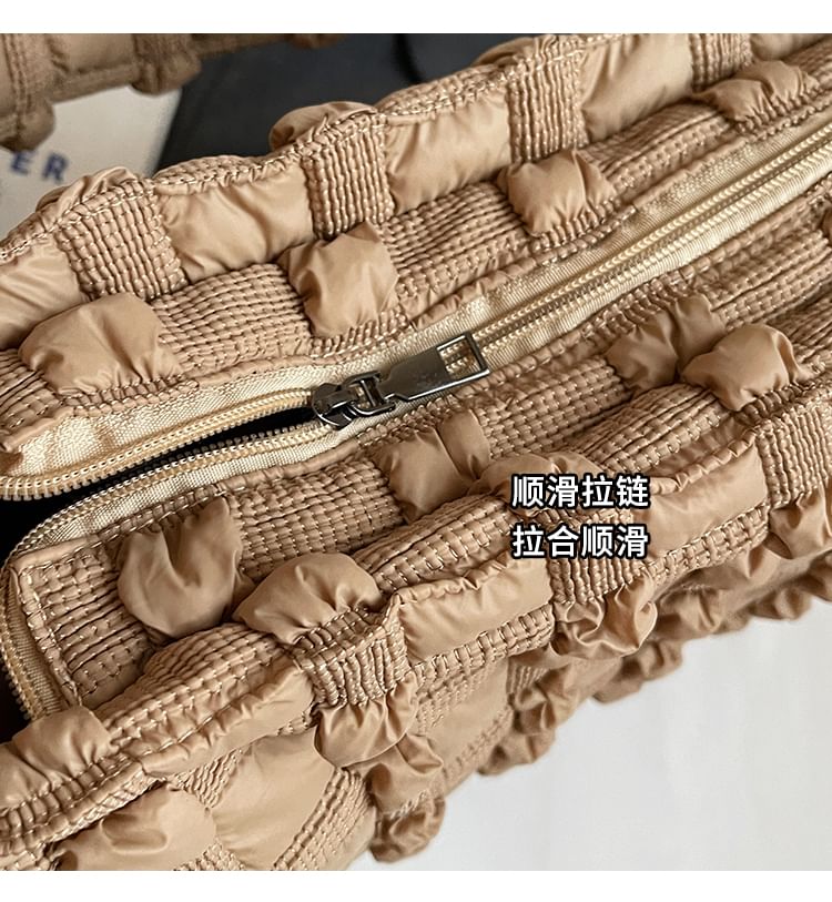 Woven Plain Shoulder Bag