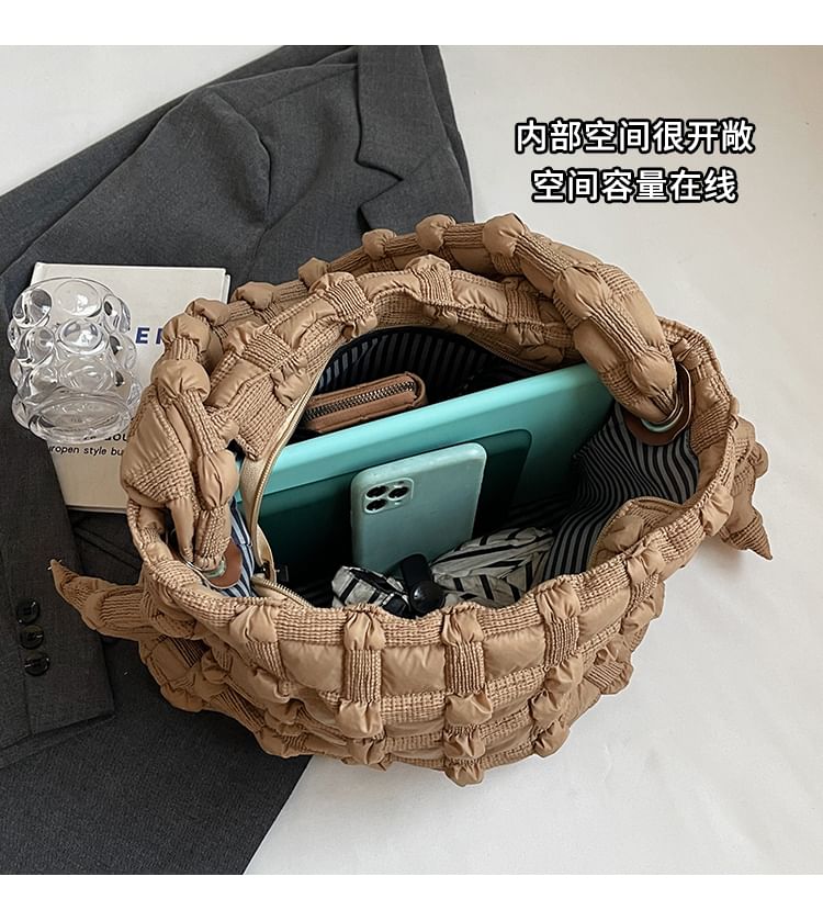 Woven Plain Shoulder Bag