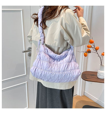 Ruched Plain Shoulder Bag