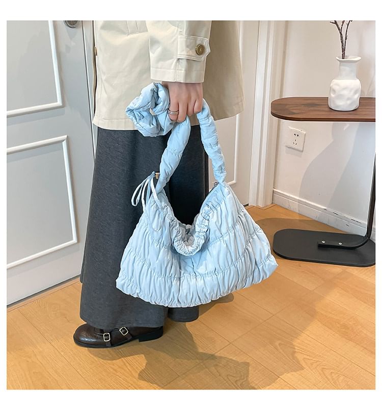 Ruched Plain Shoulder Bag