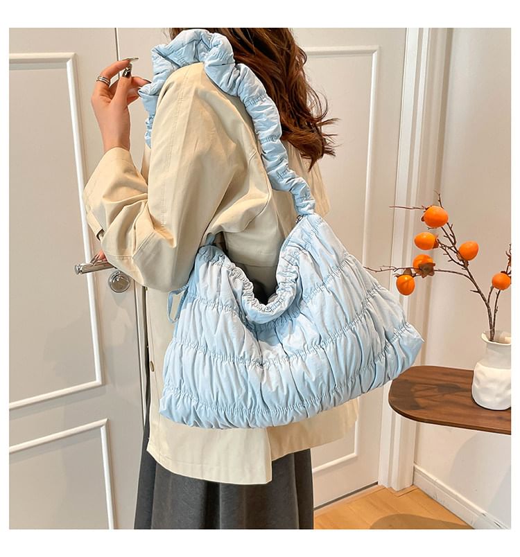 Ruched Plain Shoulder Bag