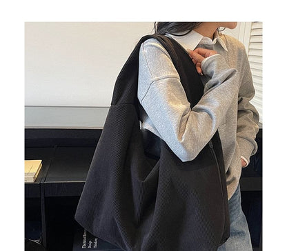 Corduroy Plain Shoulder Bag