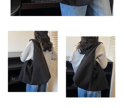 Corduroy Plain Shoulder Bag