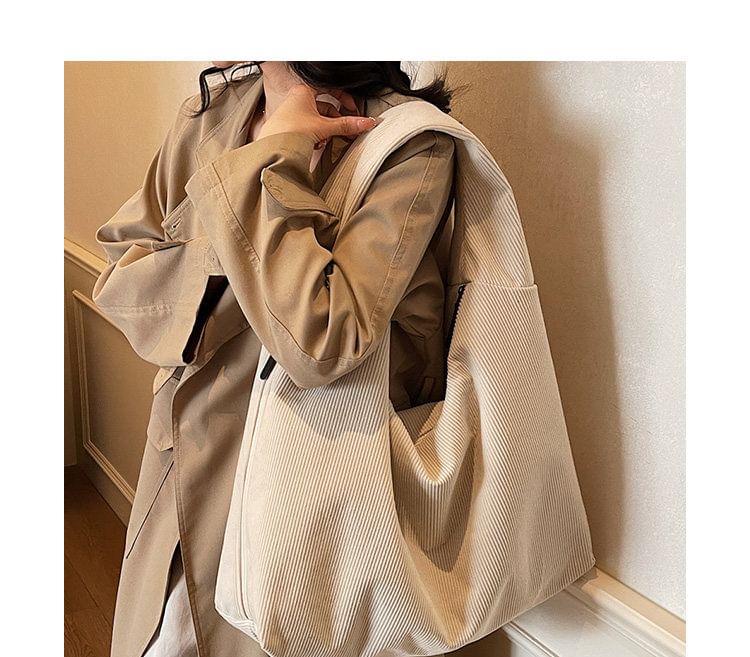 Corduroy Plain Shoulder Bag