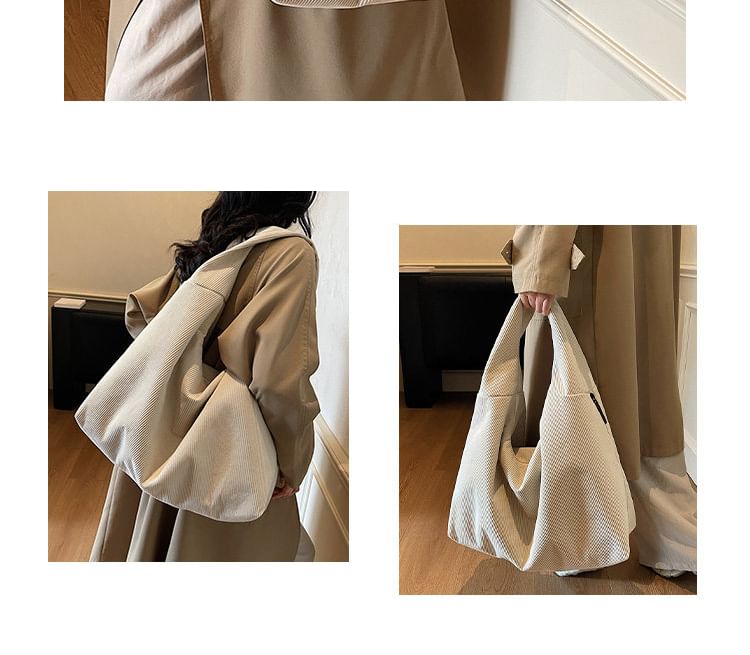 Corduroy Plain Shoulder Bag