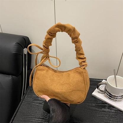 Drawstring Faux Suede Shoulder Bag