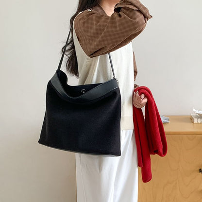 Panel Corduroy Shoulder Bag