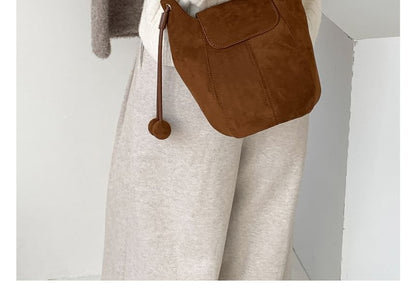 Panel Faux Suede Crossbody Shoulder Bag