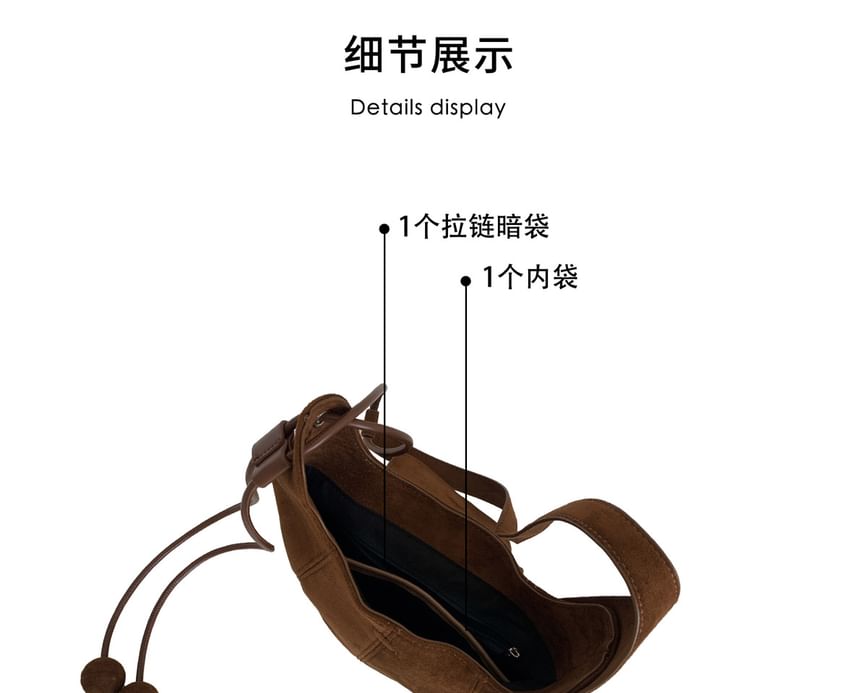 Panel Faux Suede Crossbody Shoulder Bag