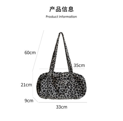 Leopard Print Corduroy Shoulder Bag