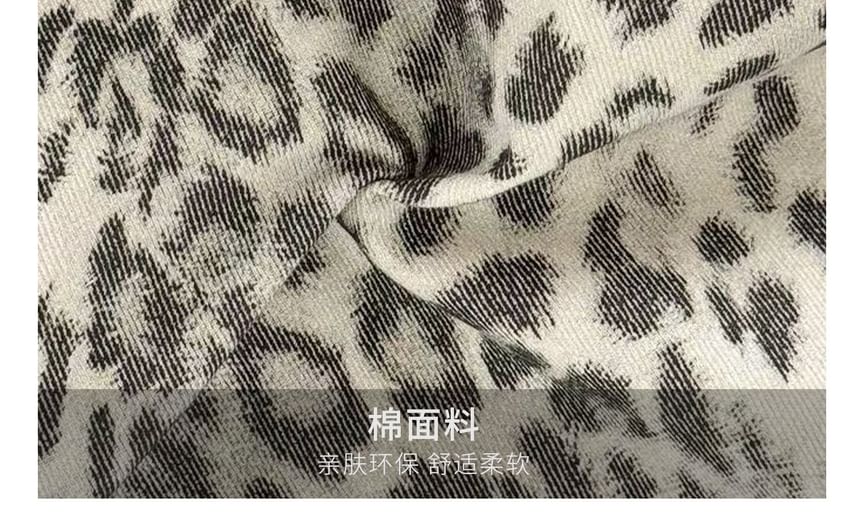 Leopard Print Drawstring Fabric Shoulder Bag