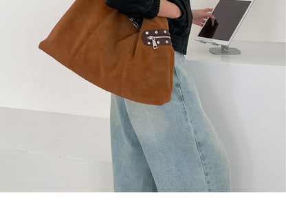 Studded Zip Panel Shoulder Bag