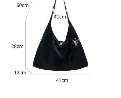 Studded Zip Panel Shoulder Bag