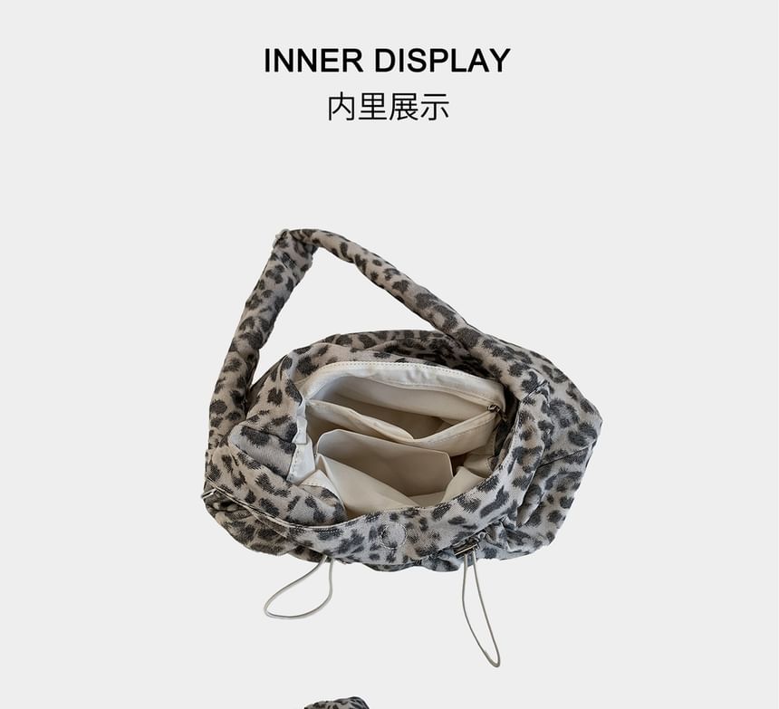 Leopard Print Drawstring Crossbody Shoulder Bag