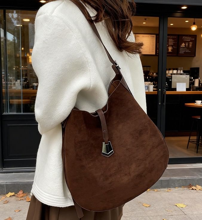 Faux Suede Shoulder Bag